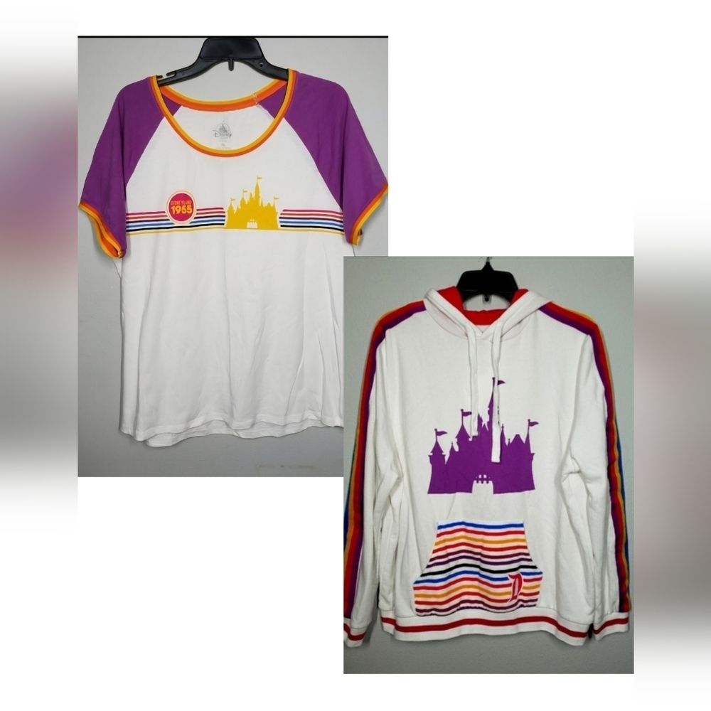 Disney Disneyland Castle Rainbow Hoodie And T-Shirt Set Size XL